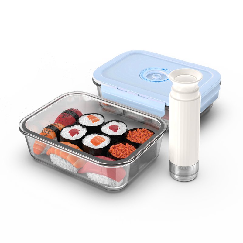 Airtight Kitchen Storage Containers with lid Vacuum Seal Glass Food Storage Containers with hand Pump Keep Food Fresh