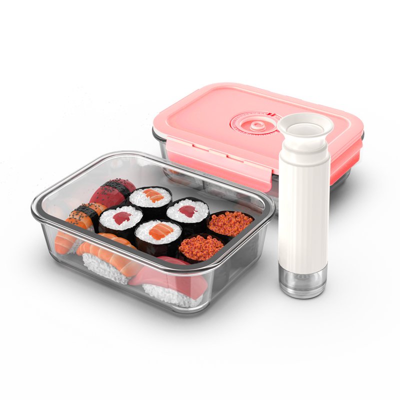 Airtight Kitchen Storage Containers with lid Vacuum Seal Glass Food Storage Containers with hand Pump Keep Food Fresh