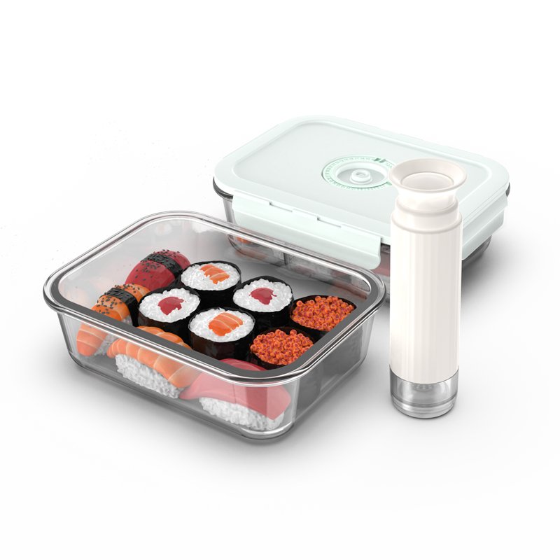 Airtight Kitchen Storage Containers with lid Vacuum Seal Glass Food Storage Containers with hand Pump Keep Food Fresh