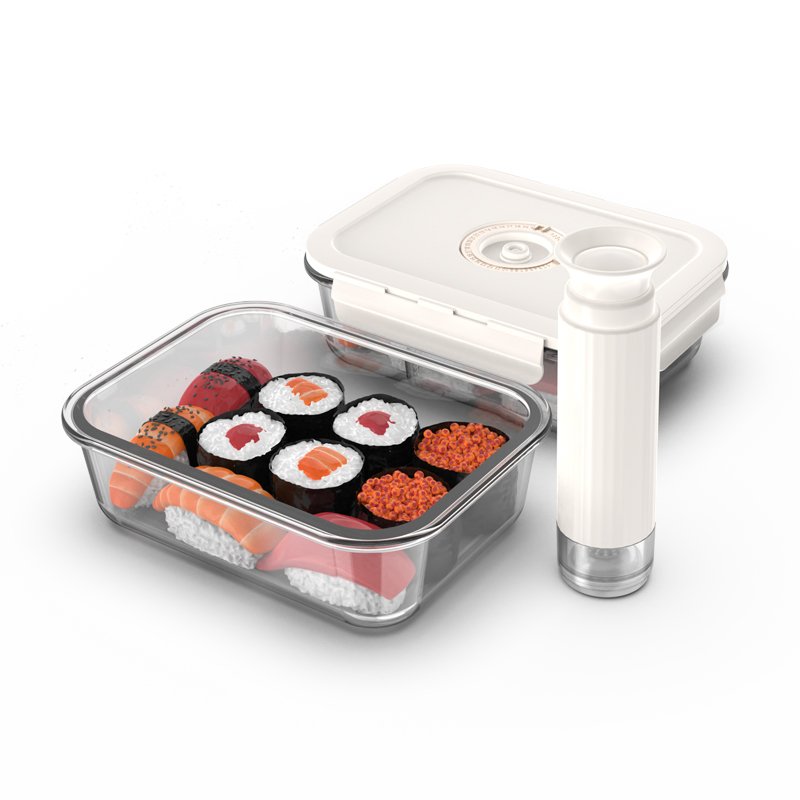 Airtight Kitchen Storage Containers with lid Vacuum Seal Glass Food Storage Containers with hand Pump Keep Food Fresh