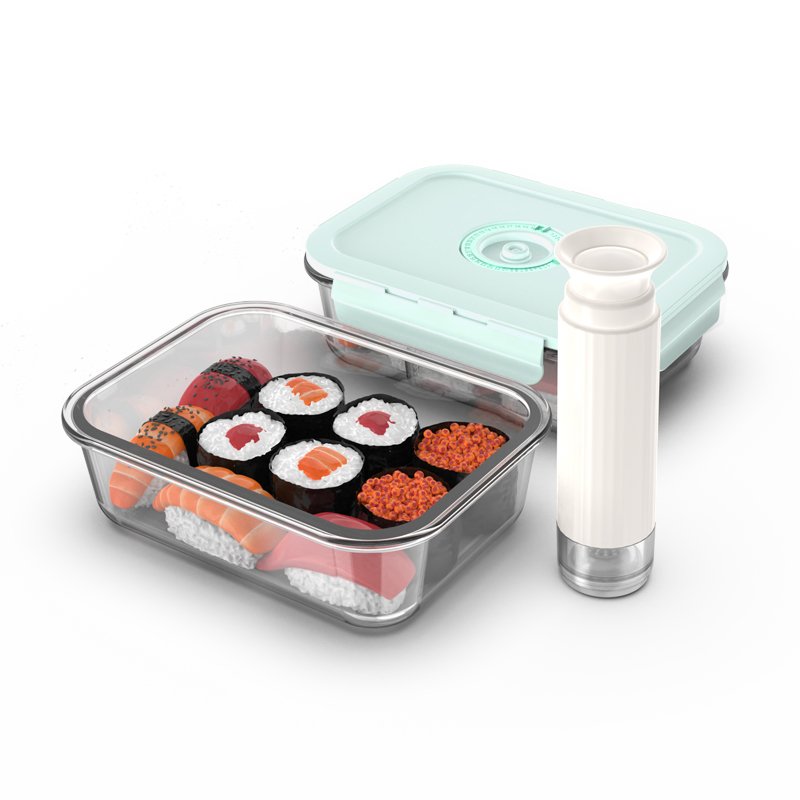 Airtight Kitchen Storage Containers with lid Vacuum Seal Glass Food Storage Containers with hand Pump Keep Food Fresh