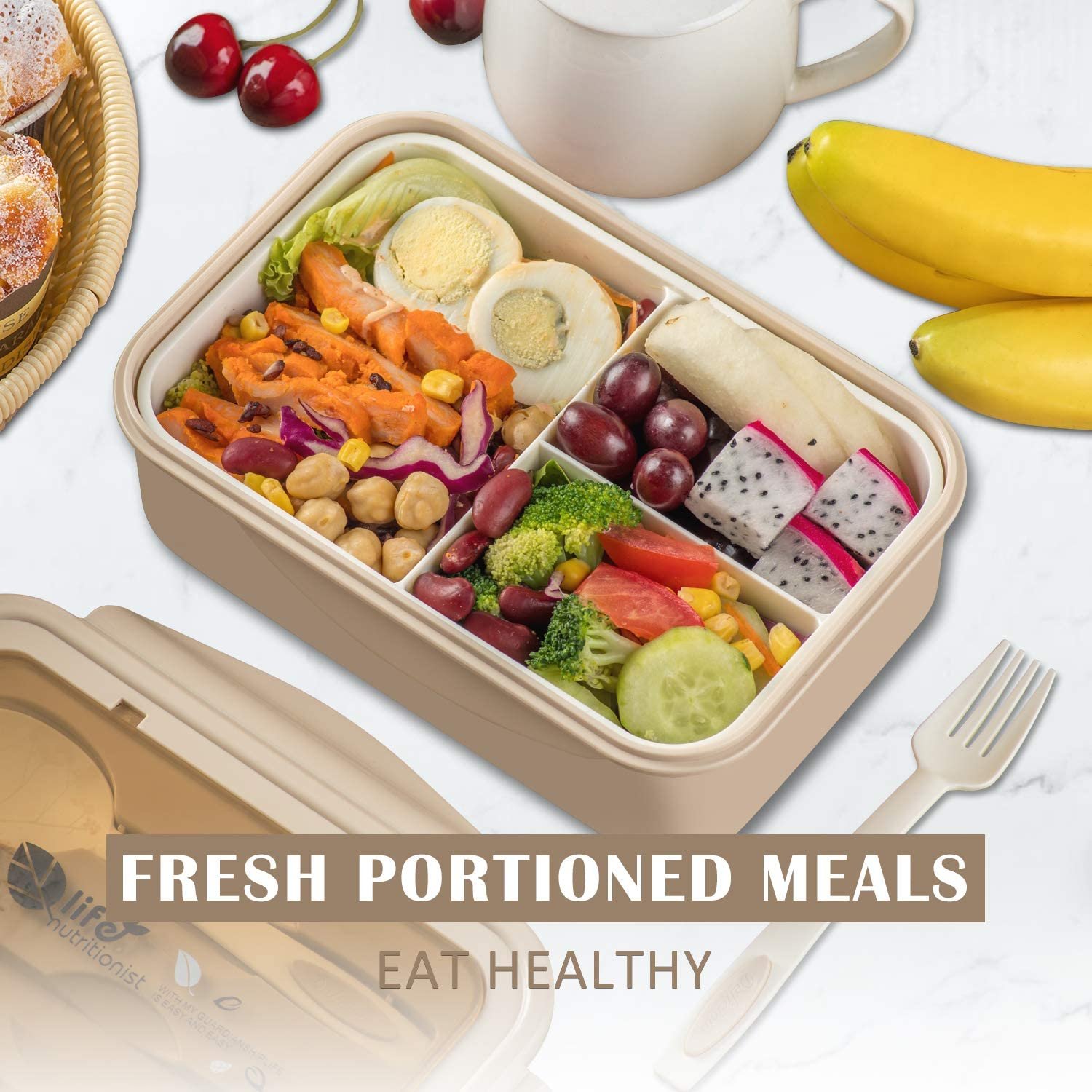 Bento Boxes With Spoon And Fork For Adults Children Food Grade Pp Plastic Durable Bento Lunch Box For Kids