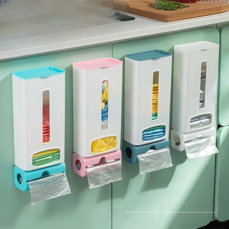 Biumart Garbage Bag Organiser Wall Mounted Plastic Rectangular Long And Short Roll Trash Bag Boxes