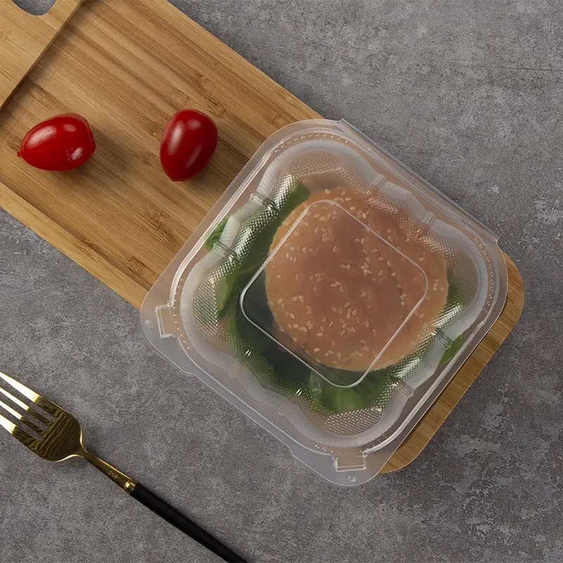 YANGRUI PP Clear Hinged Lids Takeout Clamshell Containers Food Grade Hot Selling Restaurant To Go Fast Food Burger Boxes