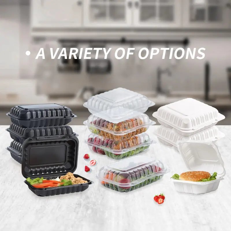 YANGRUI PP Clear Hinged Lids Takeout Clamshell Containers Food Grade Hot Selling Restaurant To Go Fast Food Burger Boxes
