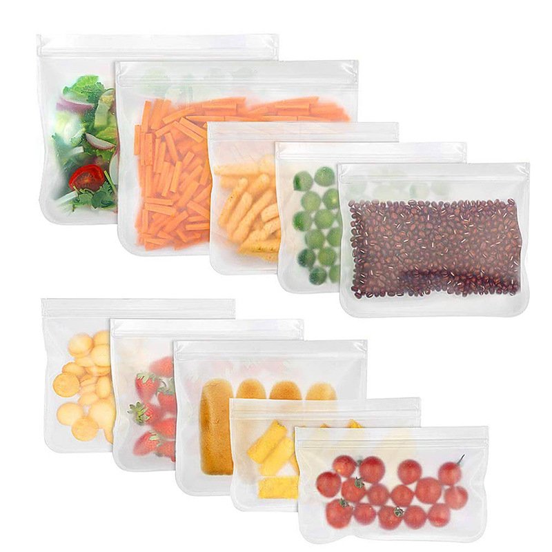 BPA Free Leakproof Silicone Food Storage Bags PEVA Reusable Freezer Bags Eco-Friendly Reusable Food Container