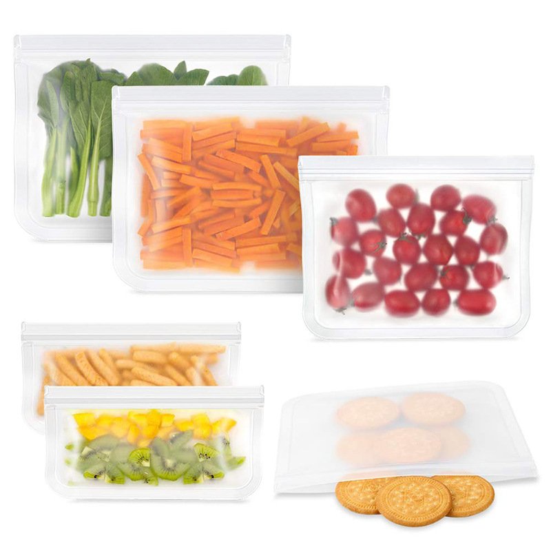 BPA Free Leakproof Silicone Food Storage Bags PEVA Reusable Freezer Bags Eco-Friendly Reusable Food Container