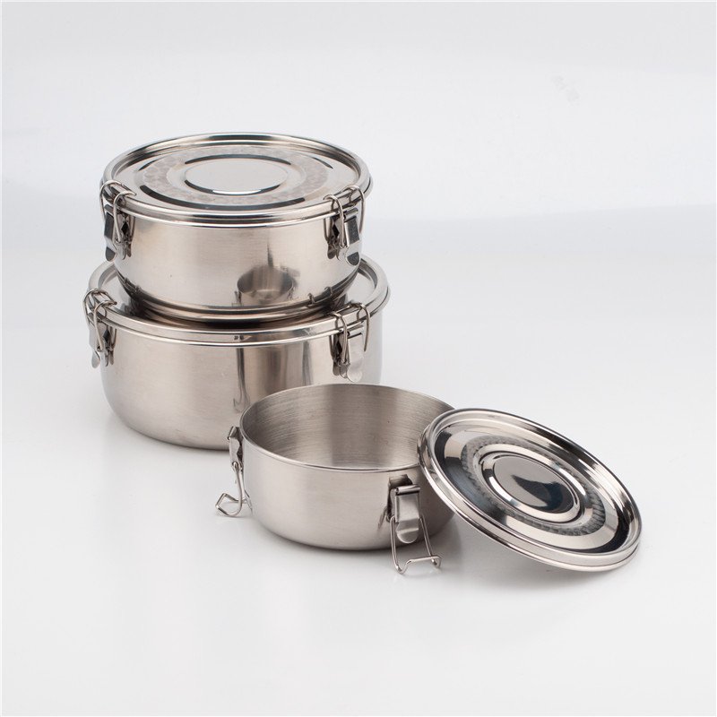 Round 304 stainless steel lunch box stainless steel lunch box bento 3 tier stainless steel lunch box Food Storage Container