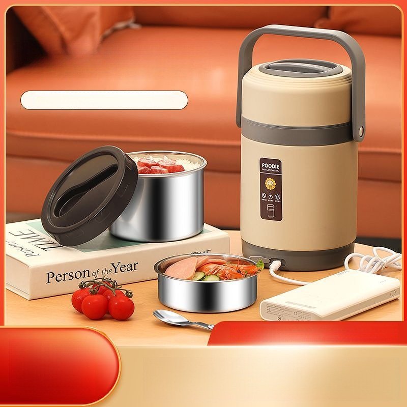 USB Electric Heating Lunch Box Stainless Steel Food Warmer Bento Lunchbox Hot Food Container Thermal Boxes for Office School