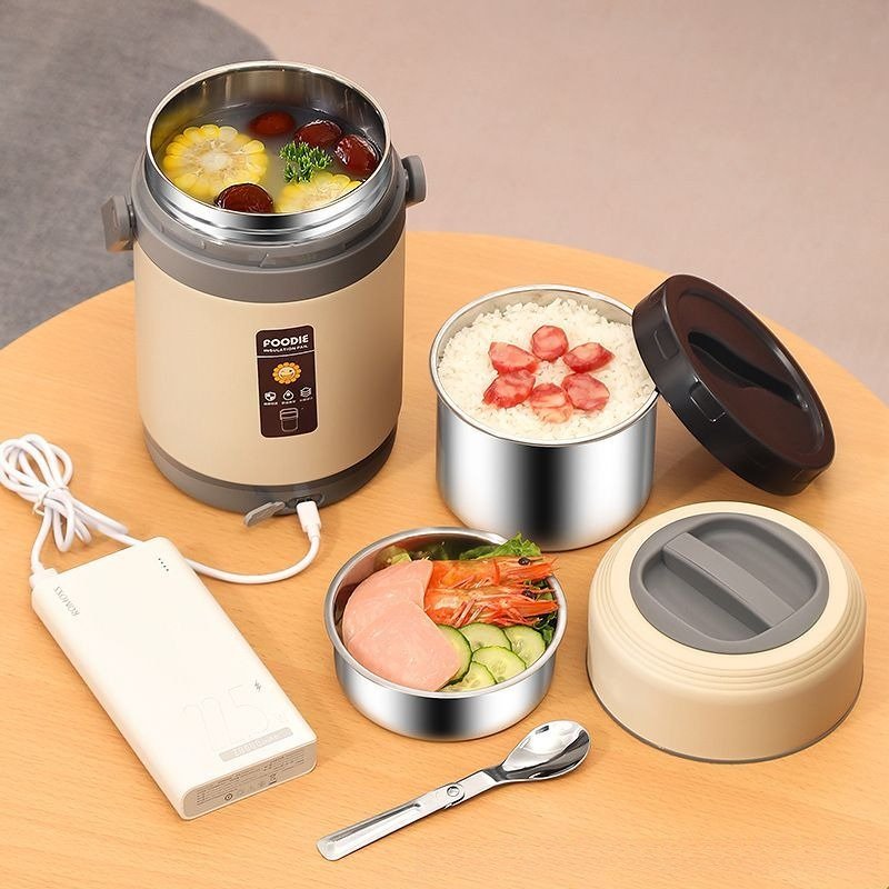 USB Electric Heating Lunch Box Stainless Steel Food Warmer Bento Lunchbox Hot Food Container Thermal Boxes for Office School