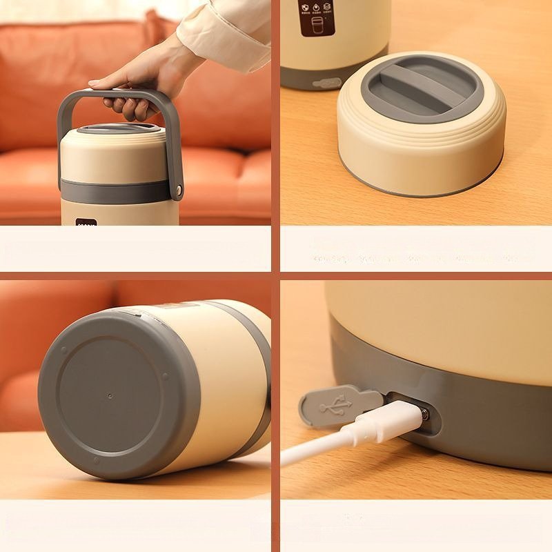 USB Electric Heating Lunch Box Stainless Steel Food Warmer Bento Lunchbox Hot Food Container Thermal Boxes for Office School