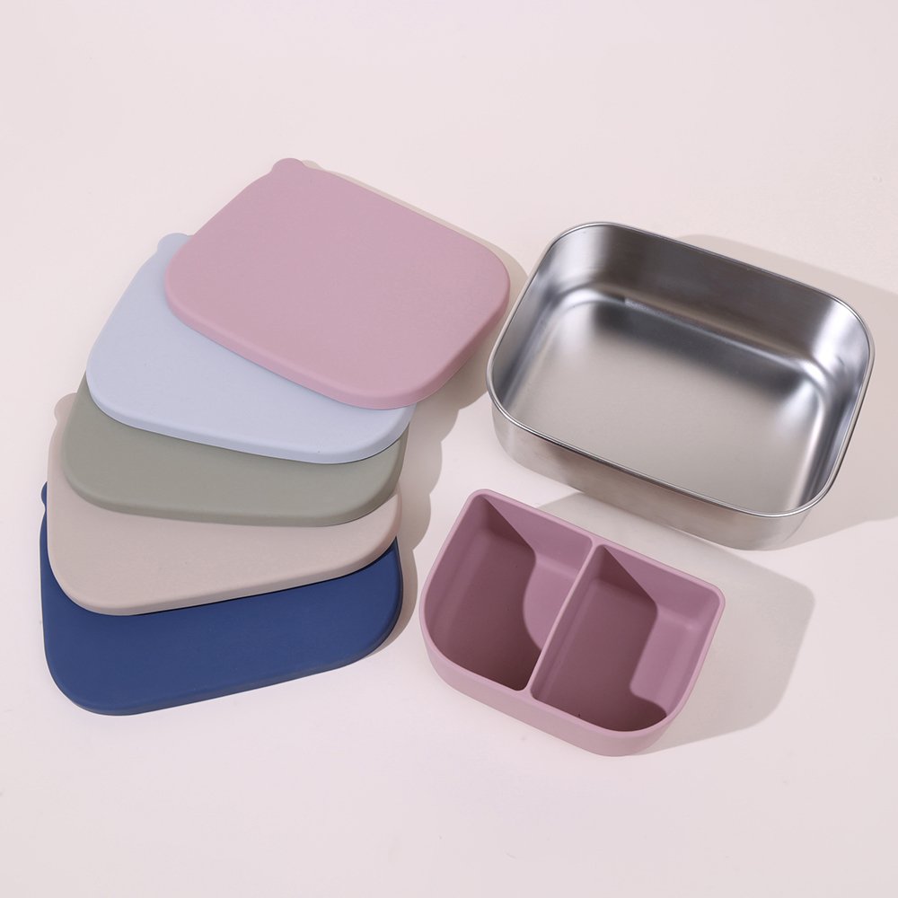 Microwave Safe Reusable Leakproof 3 Compartment Insulated Removable Divider Stainless Steel Lunch Box For Kids With Lid