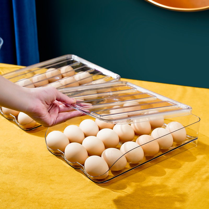 Kitchen stackable egg fridge drawer fruit plastic Freezer Plastic Organizer Bins food egg storage box With lid