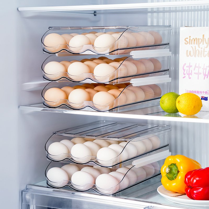 Kitchen stackable egg fridge drawer fruit plastic Freezer Plastic Organizer Bins food egg storage box With lid