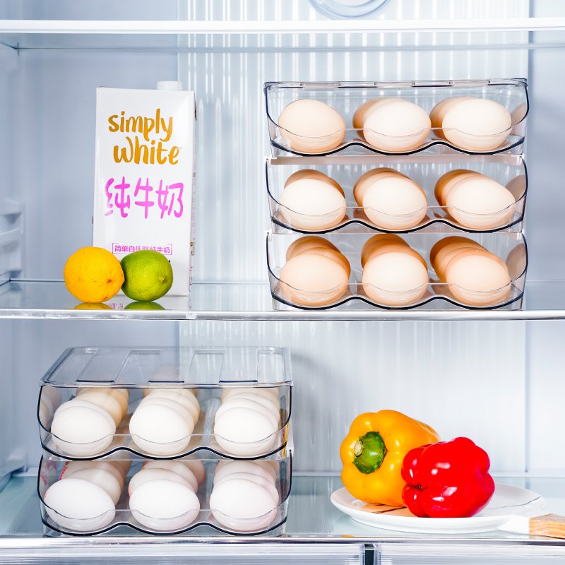 Kitchen stackable egg fridge drawer fruit plastic Freezer Plastic Organizer Bins food egg storage box With lid