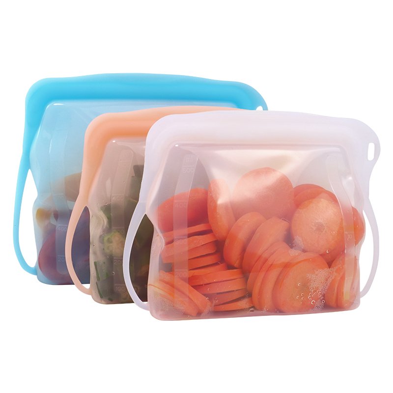 Ecofriendly 1000ML Waterproof Dishwasher Safe Reusable Ziplock Freezer Milk Bags Zipper Empty Airtight Silicone Food Storage Bag