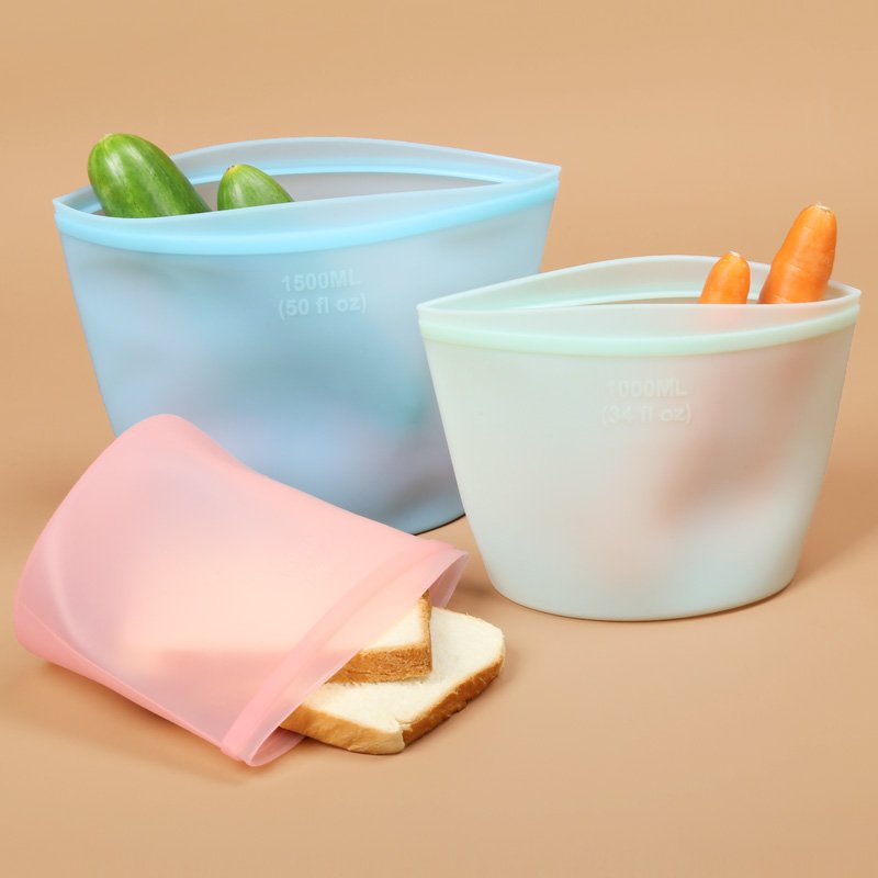 Wholesale BPA Free Eco Friendly Kitchen Fresh-Keeping Leakproof Reusable Storage Container Silicone Food Storage Bag