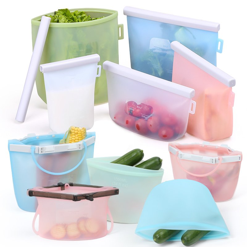 Wholesale BPA Free Eco Friendly Kitchen Fresh-Keeping Leakproof Reusable Storage Container Silicone Food Storage Bag