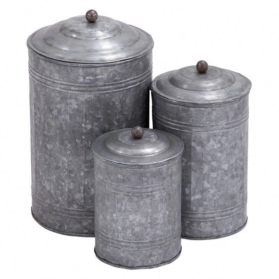 Wholesale Jars Galvanized Steel Canister Tin Kitchen Food Vintage Classic Design Lid Sugar Tea Coffee Canisters Sealed Kitchen