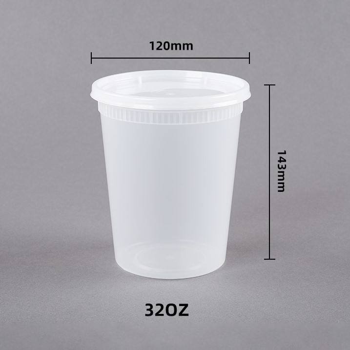 Custom Logo Food Storage Soup Cup 8Oz/12Oz/16Oz/24Oz/32Oz Food Container Round Deli Plastic Container With Lids