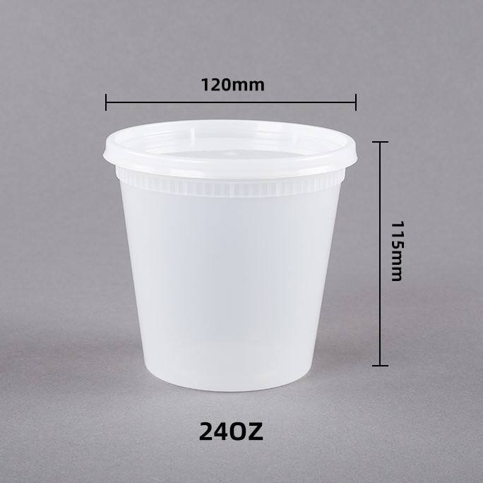 Custom Logo Food Storage Soup Cup 8Oz/12Oz/16Oz/24Oz/32Oz Food Container Round Deli Plastic Container With Lids
