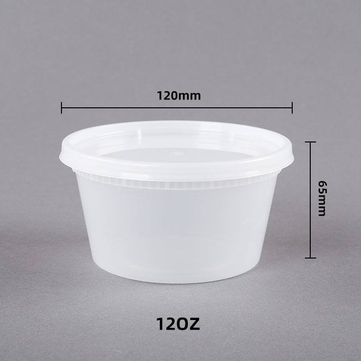 Custom Logo Food Storage Soup Cup 8Oz/12Oz/16Oz/24Oz/32Oz Food Container Round Deli Plastic Container With Lids