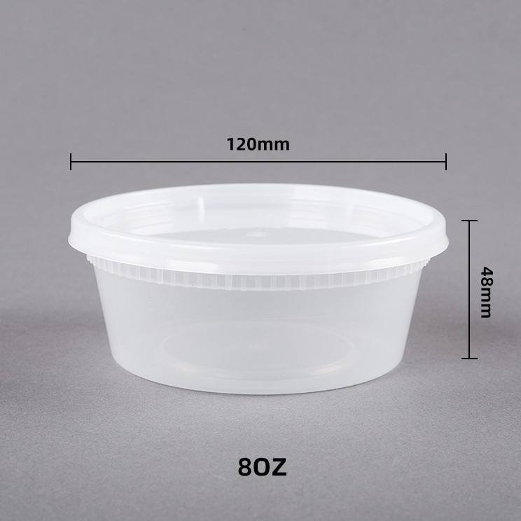 Custom Logo Food Storage Soup Cup 8Oz/12Oz/16Oz/24Oz/32Oz Food Container Round Deli Plastic Container With Lids