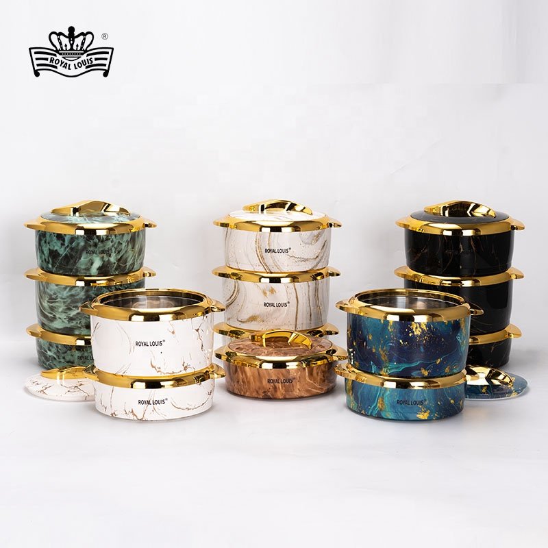 3 pcs Stainless steel heat preservation pot double layer thermal cooker luxury food warmer pot set food storage and container