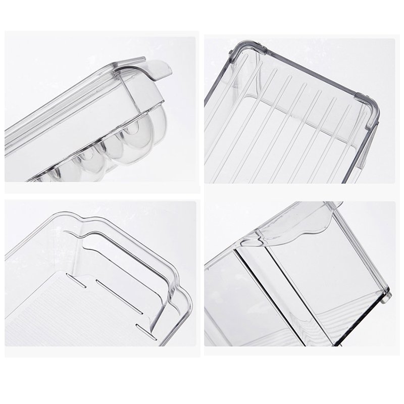 Plastic Transparent Kitchen Container Pantry Cabinet Organizing Bins with Handles Organizer Refrigerator Food Storage