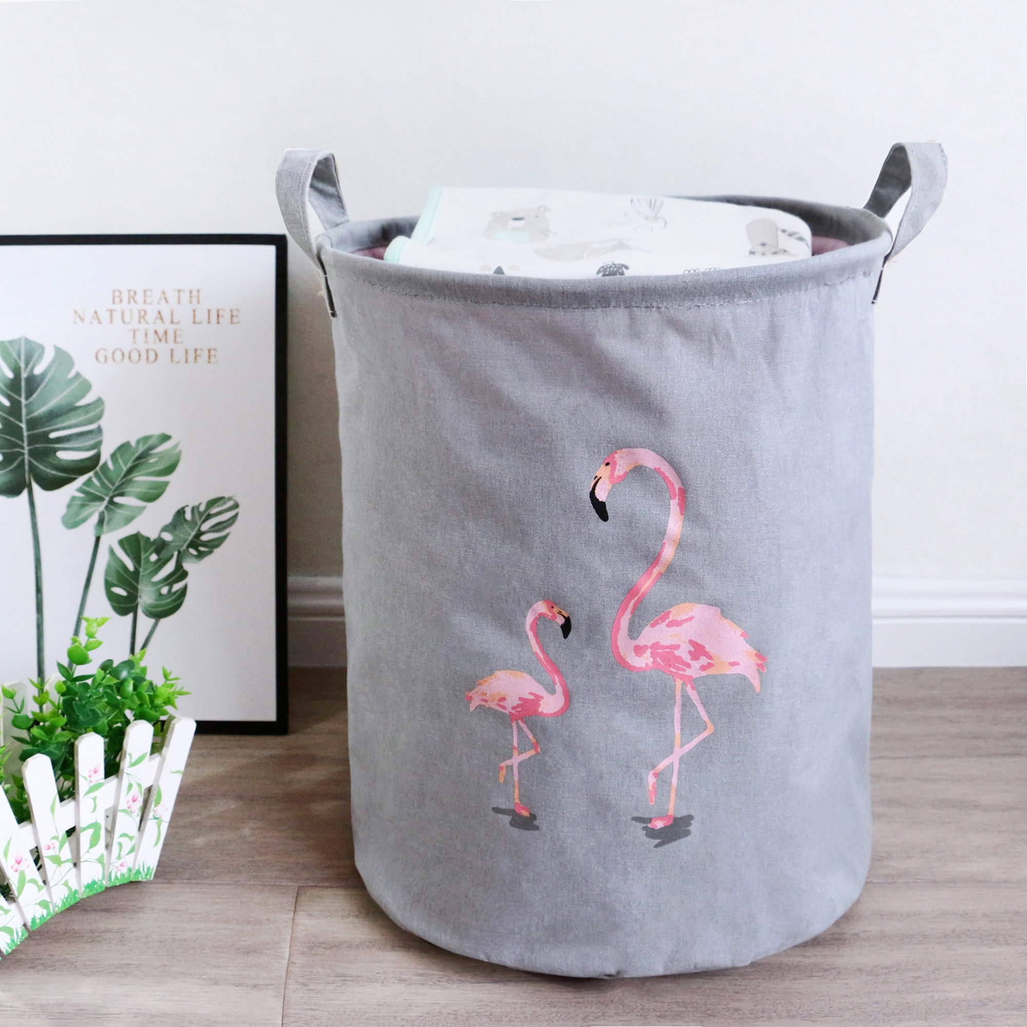 Hot selling storage box waterproof canvas cartoon print stackable storage box with rope toy storage basket