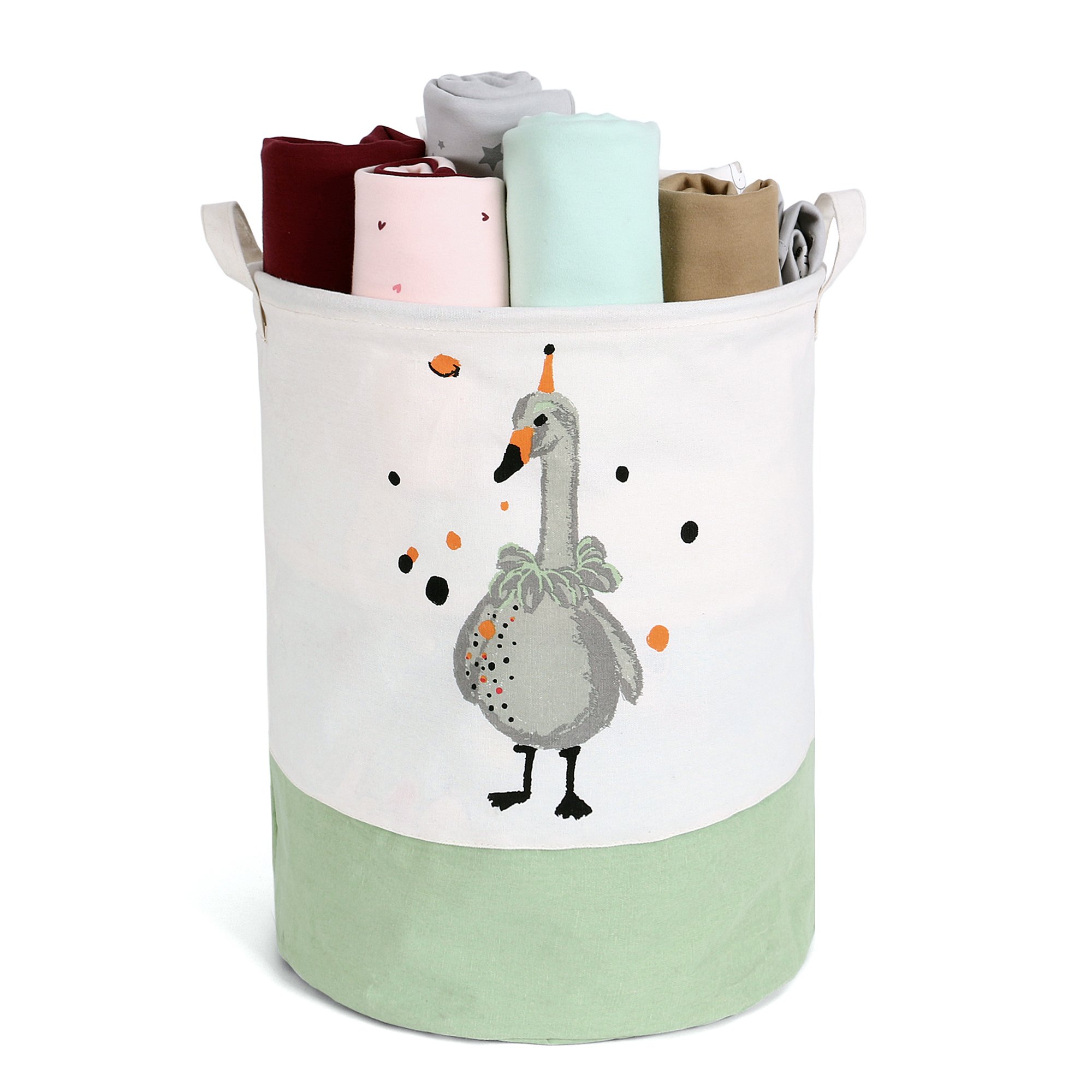 Hot selling storage box waterproof canvas cartoon print stackable storage box with rope toy storage basket