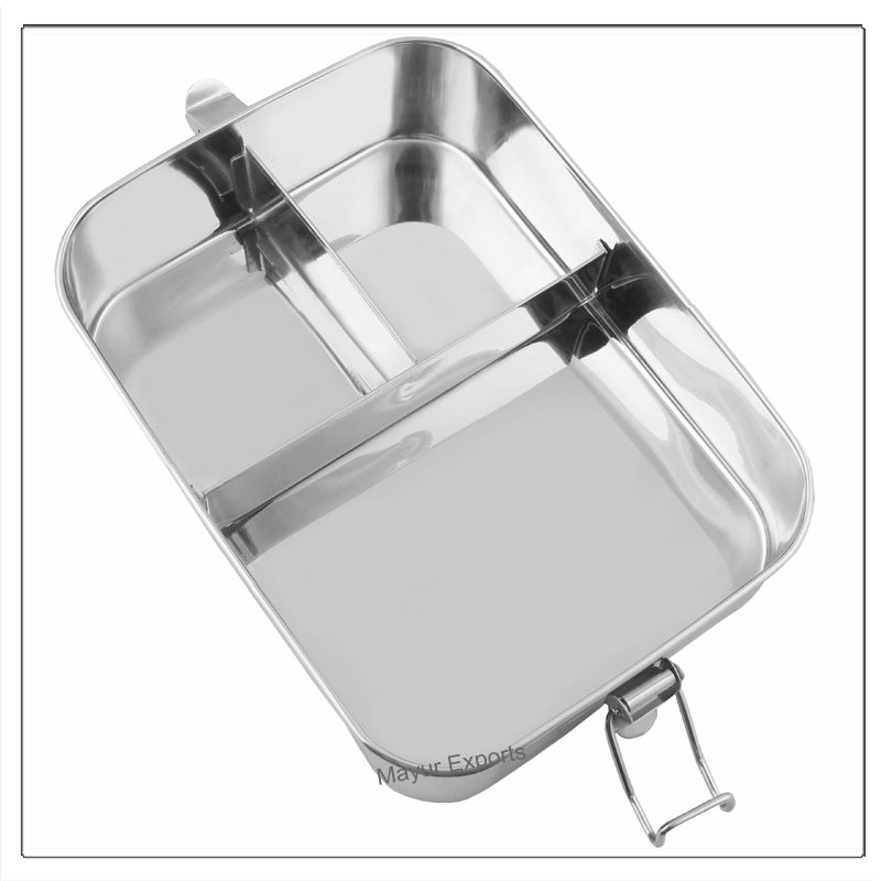 Stainless Steel Lunch box Metal Leak Proof Lunch Box with 3 compartments lunch box with three sections 1200 ml