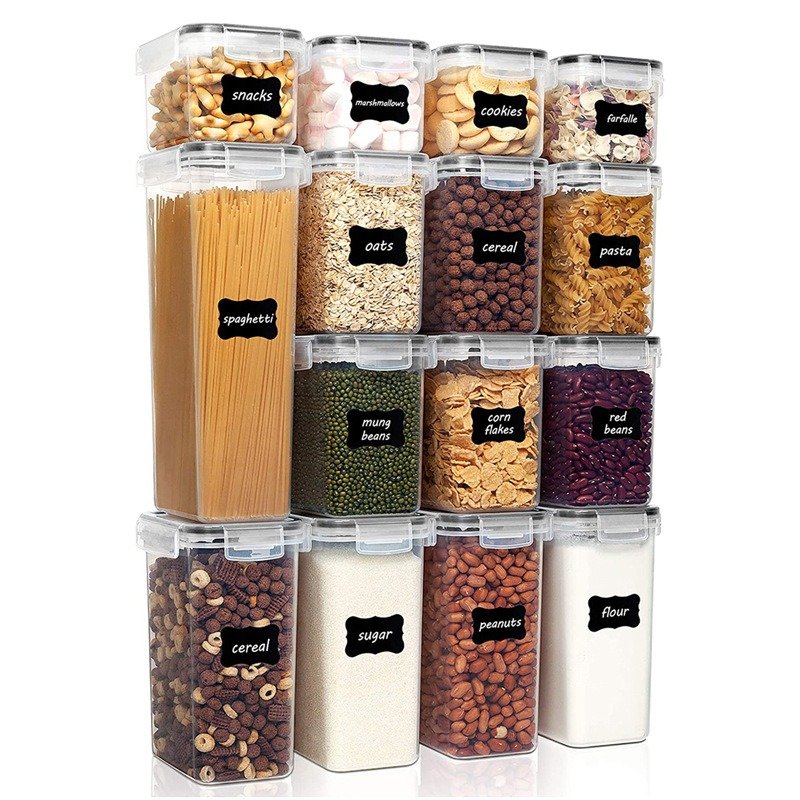 16 Pcs Set Airtight Bpa-free Fridge Pantry Organizers Sealed Food Storage Containers Keep Food Dry and Fresh
