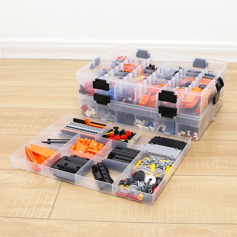 Multi-functional Plastic transparent double layer Storage Boxes storage organizer with Lid