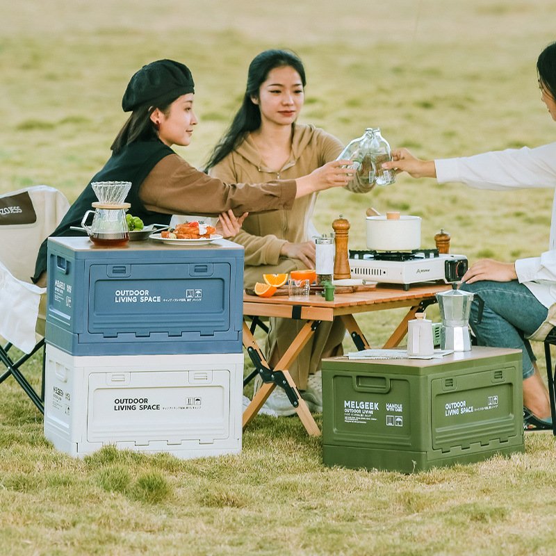 NPOT Factory Cheap Price Camping Multi-functional Plastic Folding box Portable Storage Bin Boxes For Park Picnic