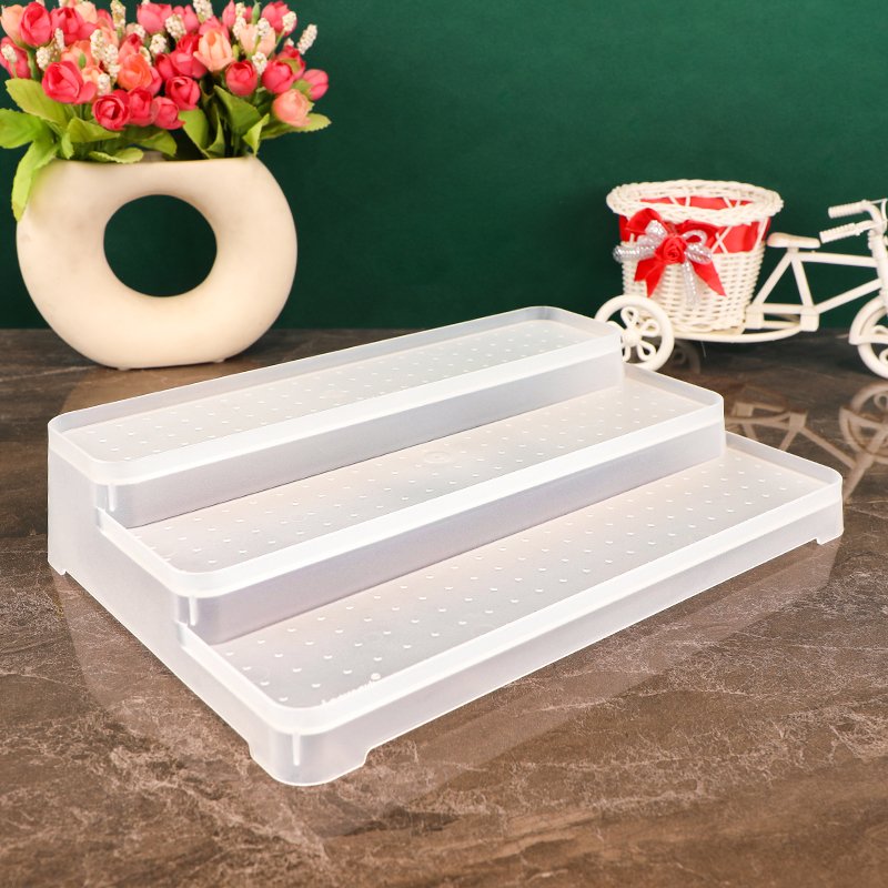 White three-layer plastic storage rack glasses display rack seasoning and miscellaneous multi-layer storage rack