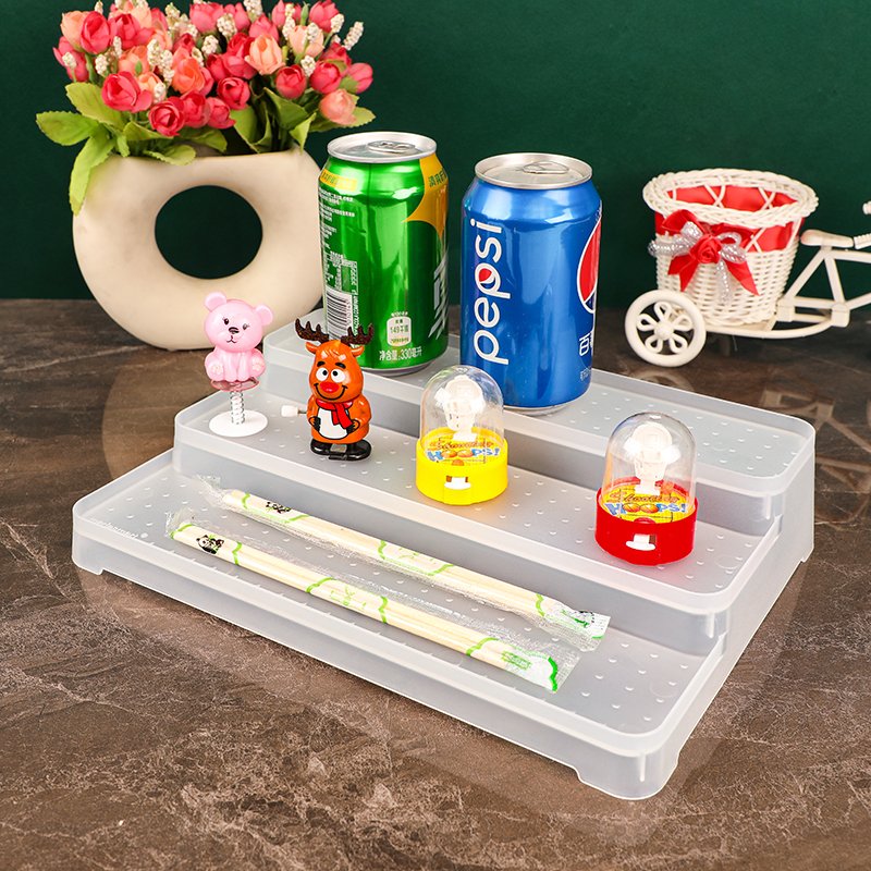 White three-layer plastic storage rack glasses display rack seasoning and miscellaneous multi-layer storage rack