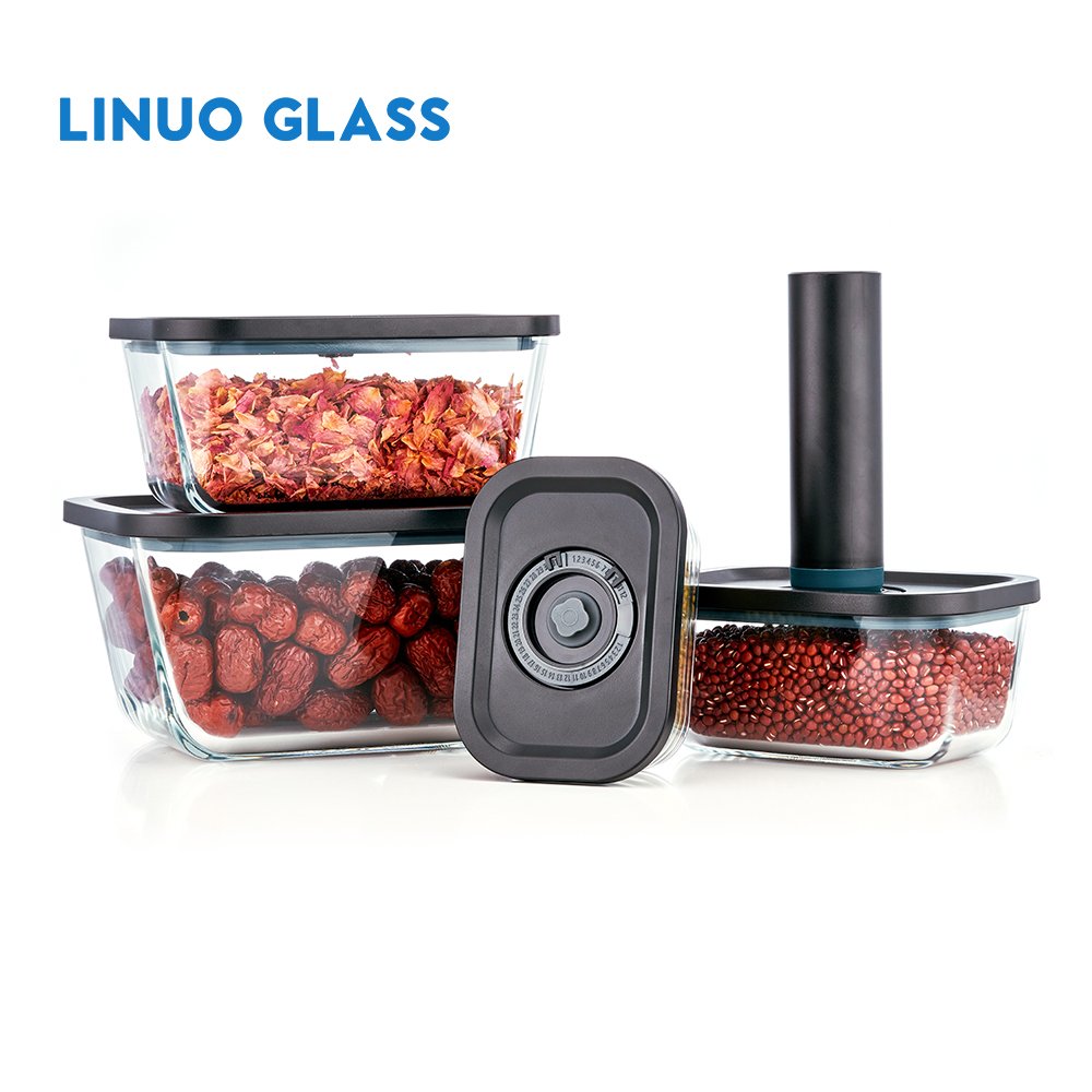 LINUO 2023 New Product Glass Food Container Vacuum Storage with Pump keep food fresher more longer