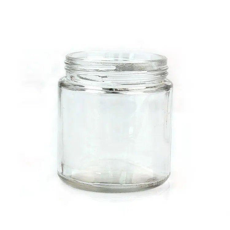 hot sell 300ml 10oz Clear Wide Mouth glass jar for food storage tea leaf with wooden bamboo lid