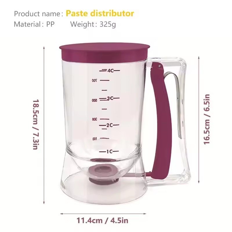 Handheld Pancake Maker with Measuring Label Kitchen Tool for Perfect Pancakes Batter Dispenser
