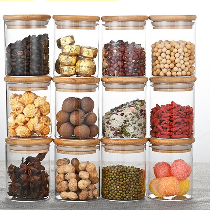 12Pcs/set 250ml Storage Bottles & Jars Set Food Storage Container Airtight Glass Jars Borosilicale Glass Jar with Lid