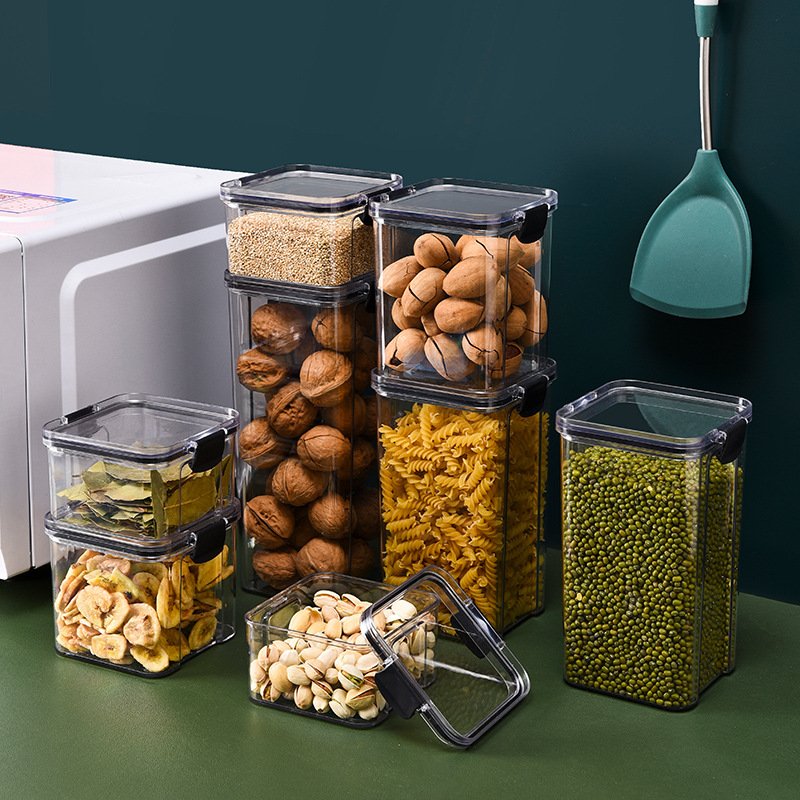 Airtight Plastic Pet Food Storage Containers Set High Quality 6 Pack Transparent Food Storage Boxes with Lids