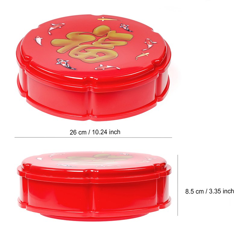 Snack Storage Tray 12" Rotating Chinese New Year Party Supplies Red Sweet Dish Snack Box Candy Dish Desktop Decore