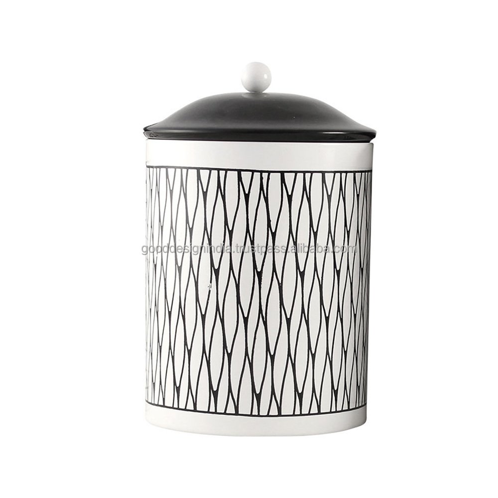 Black and white color printed colorful small kitchen storage box container and box with Lid, small canister for kitchen
