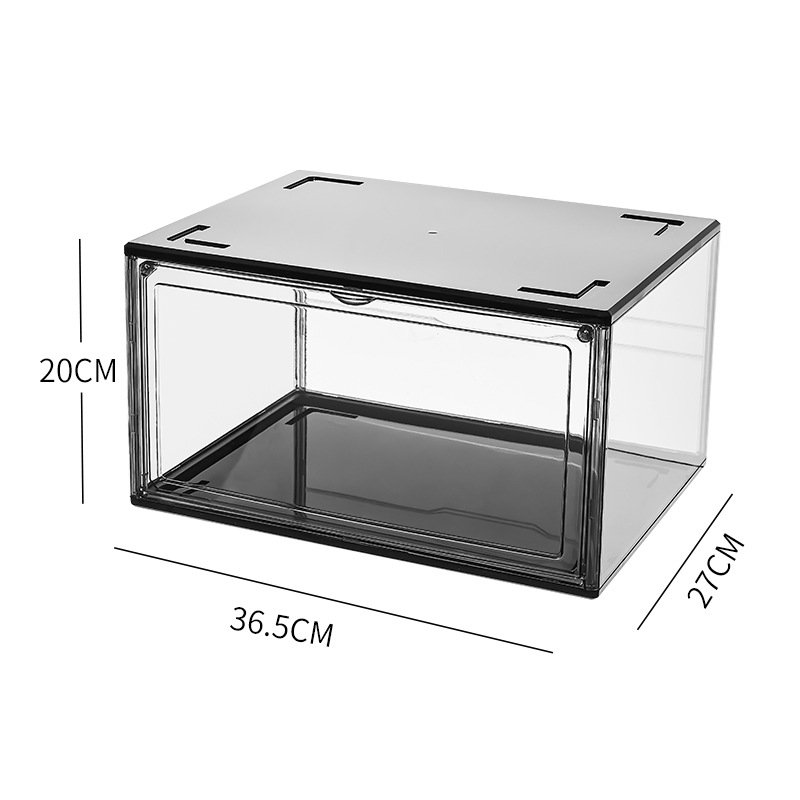 Cheap price collapsible shoe storage plastic clear shoe storage box PET
