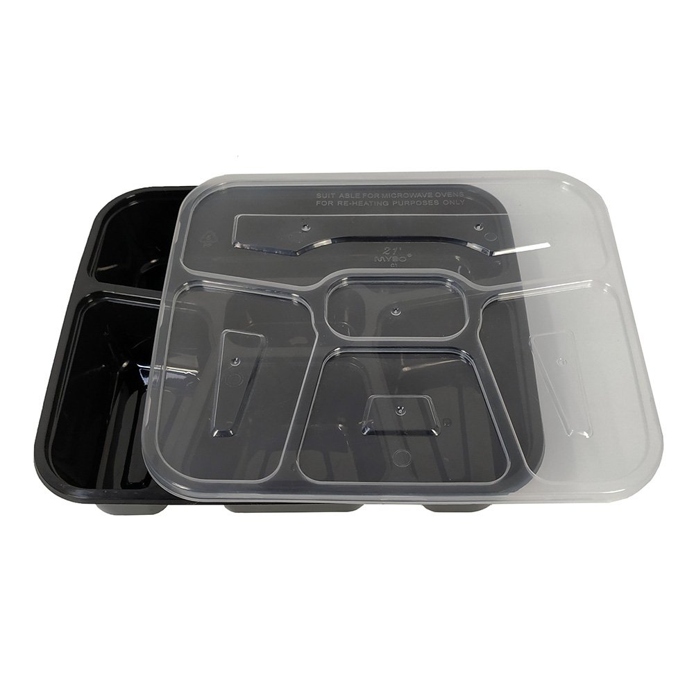 School Company Public Place Tiffin Box Disposable 5 Compartment Food Container