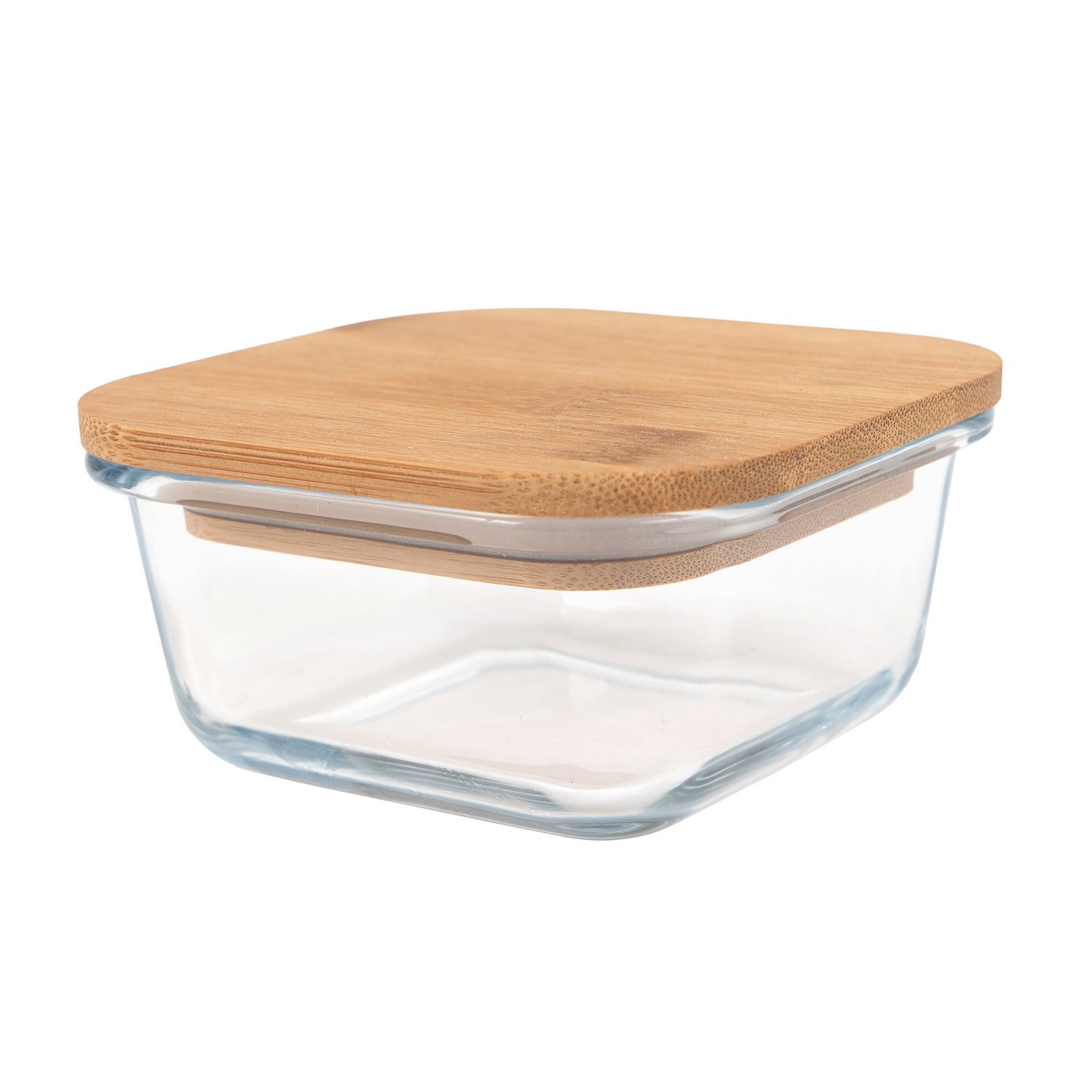 Eco-friendly glass food storage box bamboo wood lid glass container with bamboo lid