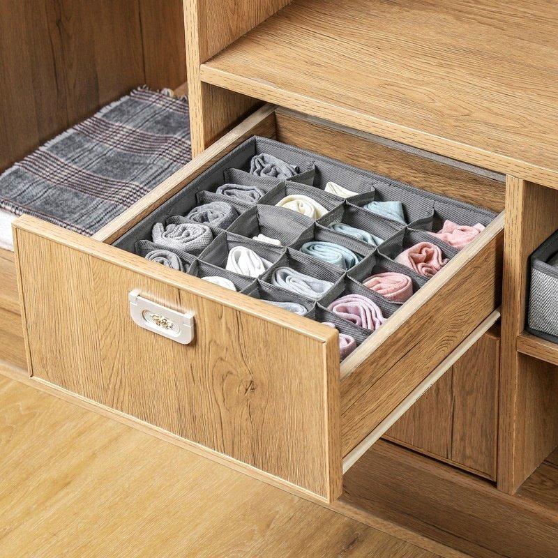 Factory Price Non-Woven Bra and Socks Organizer Folding 4 Piece Clothing Underwear Storage Box