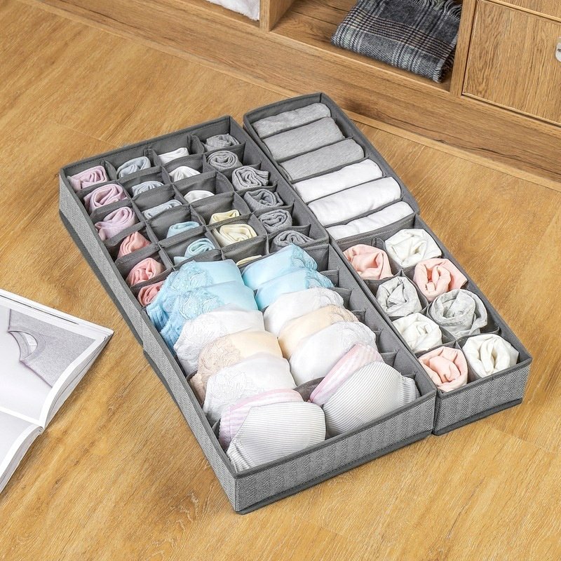 Factory Price Non-Woven Bra and Socks Organizer Folding 4 Piece Clothing Underwear Storage Box