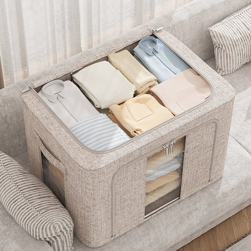 High quality cotton and linen household clothes quilt organizer box foldable quilt storage bag wardrobe clothes storage box